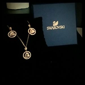 swarovski earrings and necklace